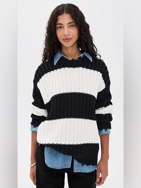 Denimist black white stripe sweater